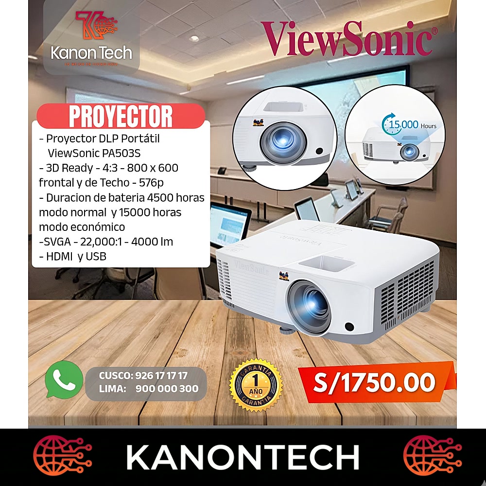 ViewSonic Proyector DLP Portátil PA503S